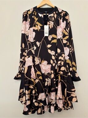 Romantic Rose Print Short Swing Dress